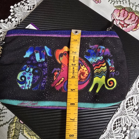 Laurel Burch Black Zip Pouch with Neon Multicolor Dogs - Picture 5 of 5
